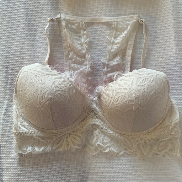 PINK Victoria's Secret Other - Pink Victoria’s Secret White Lace & Pink Padded & Wire Lightly Lined Bra…